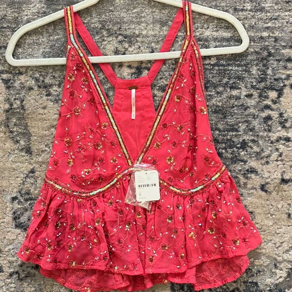 NWT Free People Sleeveless Sequined/Beaded Top
